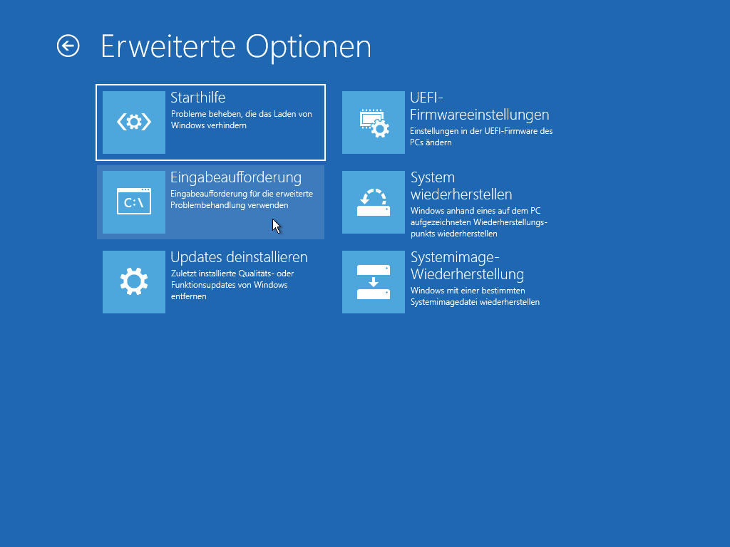 "Eingabeaufforderung" auswählen